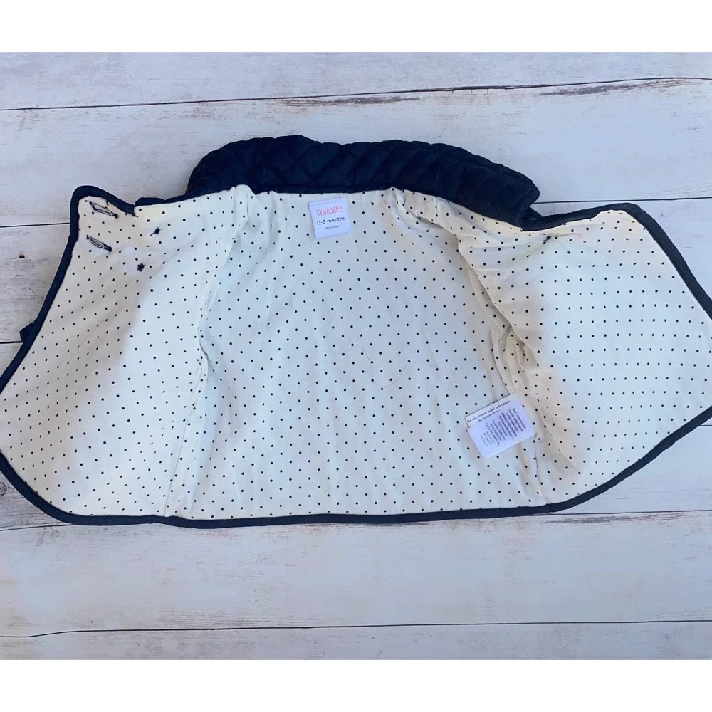 Gymboree Quilted Infant Jacket in Navy with Polka-Dot Lining (0-3 Months)